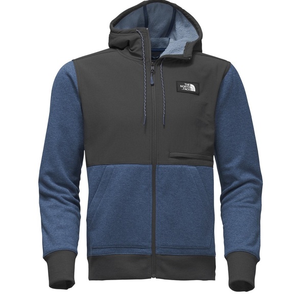 The North Face Men's Tech Sherpa Hoodie Dark Gray and Blue Large Fleece Lined ❄️ - Picture 2 of 12